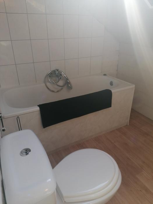 Salle de bain: lavabo, baignoire et wc