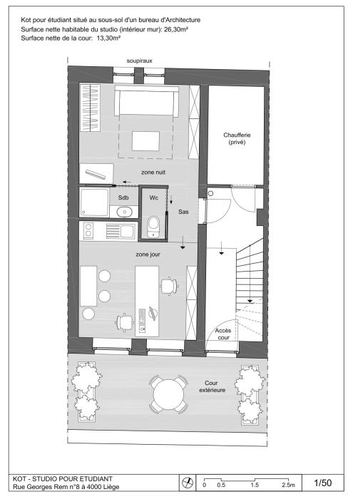 单人间 26 m² 在 Liege