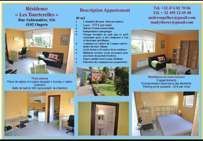 Appartement 40 m² in Luik Angleur / Sart-Tilman
