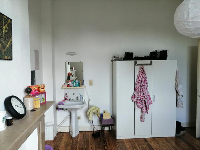 Chambre avec espace toilette et évier